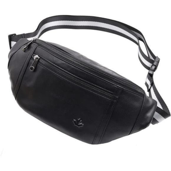 POCKET Fanny Pack Genuine Leather Big Black Bags